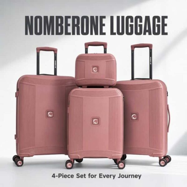 NOMBERONE 4‑Piece Hard Shell Luggage Set, 100% PP Expandable Suitcase with TSA Lock, Silent 360° Spinner Wheels,with Cosmetic Case