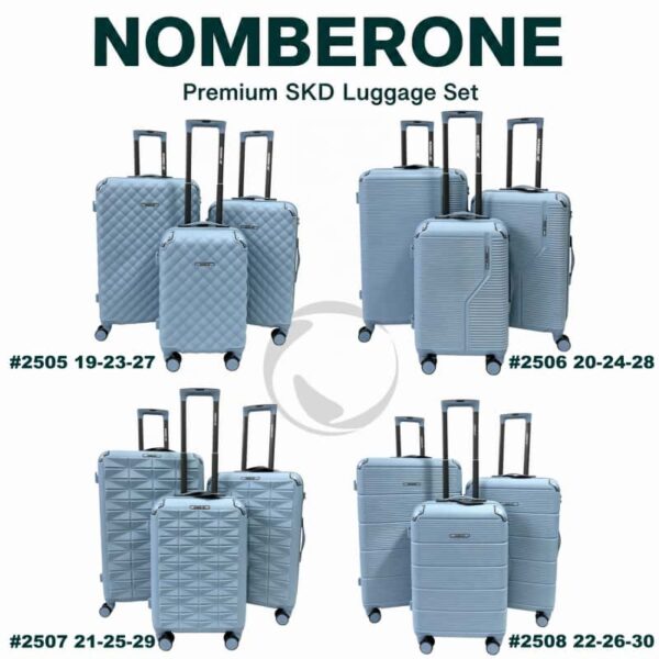 02_主图_品牌主视觉_副本 NOMBERONE 12‑Piece SKD Unassembled Luggage Set, 4 Distinct Textured Shell Designs, ABS Hard‑Shell Suitcase, 360° Spinner Wheels, Wholesale Travel Luggage Semi-finished