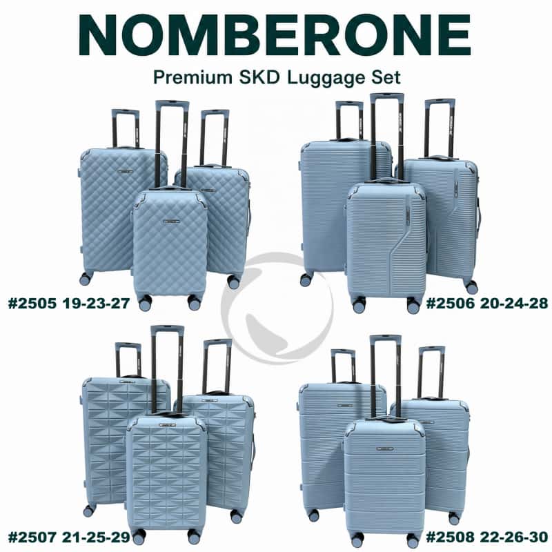 02_主图_品牌主视觉_副本 NOMBERONE 12‑Piece SKD Unassembled Luggage Set, 4 Distinct Textured Shell Designs, ABS Hard‑Shell Suitcase, 360° Spinner Wheels, Wholesale Travel Luggage Semi-finished
