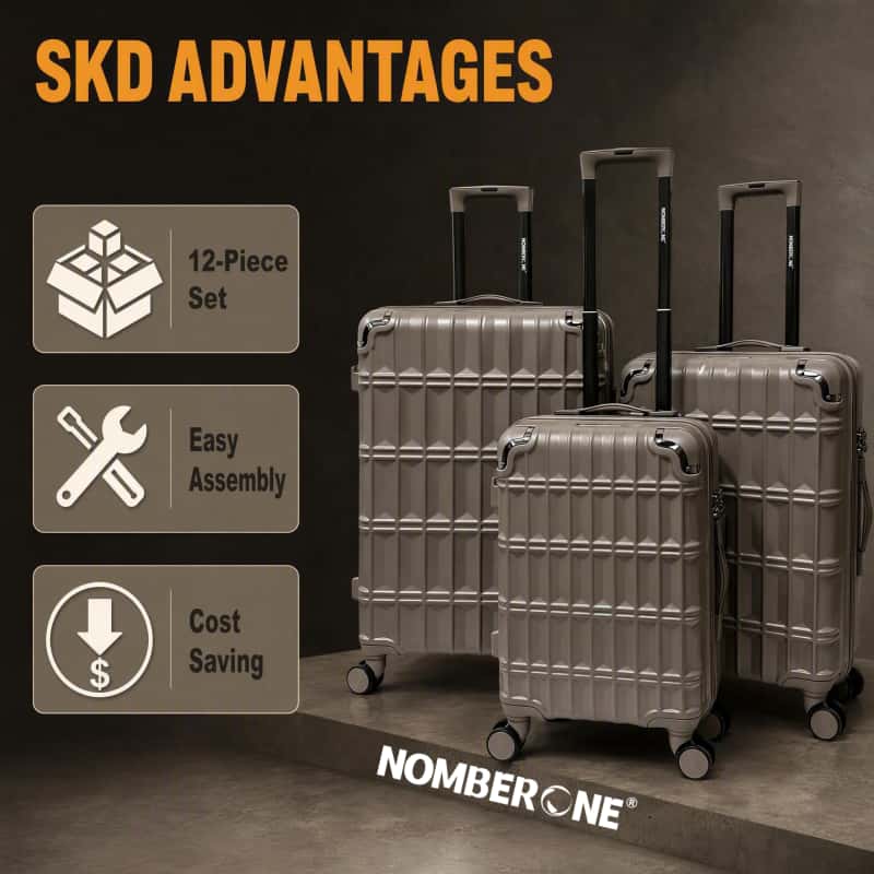 NOMBERONE 12‑Piece SKD Luggage Set, 4 Models Combinations, ABS Hard‑Shell Suitcase, 360° Spinner Wheels, Built‑in Combination Lock, Travel Luggage For Wholesale