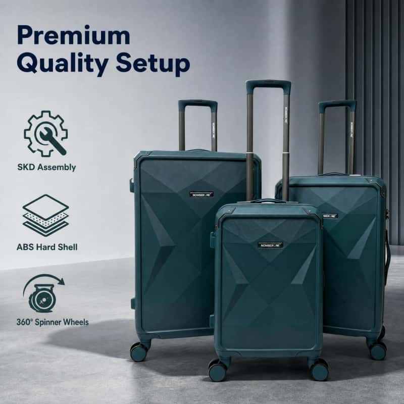 OMBERONE 12‑Piece SKD Hard Shell Luggage Set, 4 Stylish Textured Designs, Multi‑Size Spinner Suitcase Collection with Reinforced Corner & Combination Lock