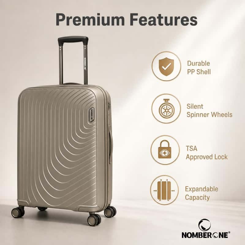 NOMBERONE 4‑Piece Hard Shell Luggage Set, Expandable PP Suitcase with TSA Lock & Silent Spinner Wheels, Travel Luggage 14/20/24/28 Inch