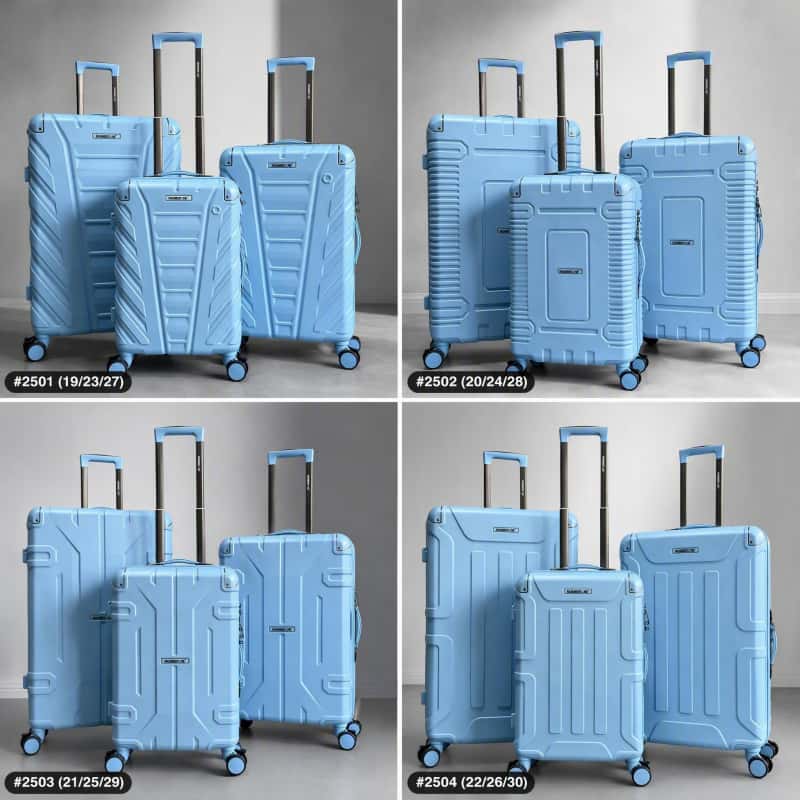 03_多色图_全系款式矩阵_副本 NOMBERONE 12‑Piece SKD Hard Shell Luggage Set, 4 Models,Durable ABS Suitcase with Brake Wheels, Protective Corner Guards, Built‑in Combination Lock, Easy‑to‑Assemble for Wholesale