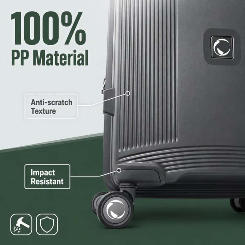 NOMBERONE 4‑Piece Hard Shell Luggage Set, 100% PP Expandable Suitcase with TSA Lock, Silent 360° Spinner Wheels,with Cosmetic Case