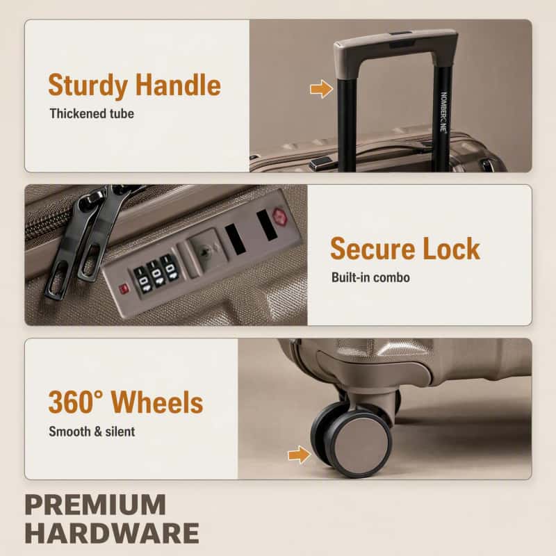 NOMBERONE 12‑Piece SKD Luggage Set, 4 Models Combinations, ABS Hard‑Shell Suitcase, 360° Spinner Wheels, Built‑in Combination Lock, Travel Luggage For Wholesale