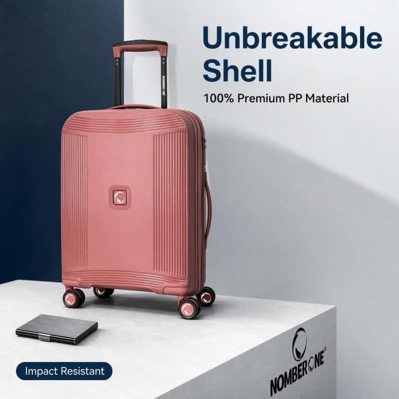NOMBERONE 4‑Piece Hard Shell Luggage Set, 100% PP Expandable Suitcase with TSA Lock, Silent 360° Spinner Wheels,with Cosmetic Case