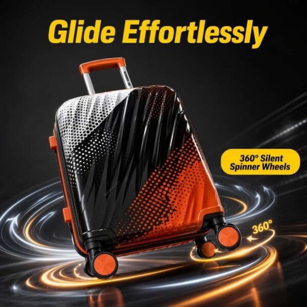 04_特效图_顺滑静音体验_副本 NOMBERONE ABS+PC Hard Shell Luggage Set, Gradient Halftone Dot Print Spinner Suitcase with TSA Lock, Trolley Case With 5 Fashion Color Options