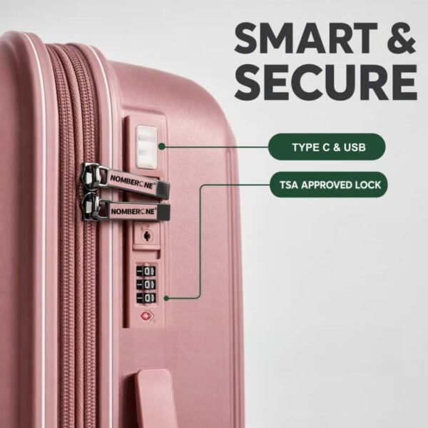 NOMBERONE 4‑Piece Hard Shell Luggage Set, 100% PP Expandable Suitcase with TSA Lock, Silent 360° Spinner Wheels,with Cosmetic Case