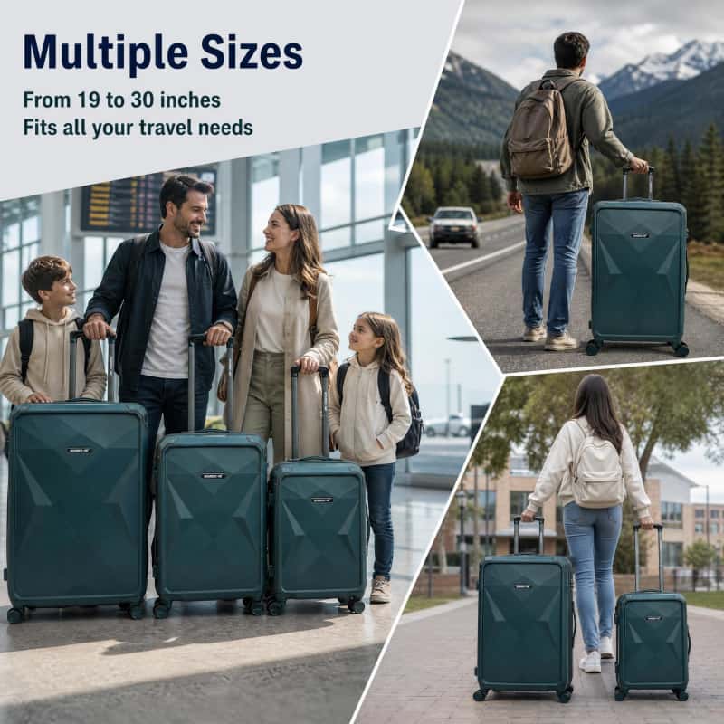 OMBERONE 12‑Piece SKD Hard Shell Luggage Set, 4 Stylish Textured Designs, Multi‑Size Spinner Suitcase Collection with Reinforced Corner & Combination Lock
