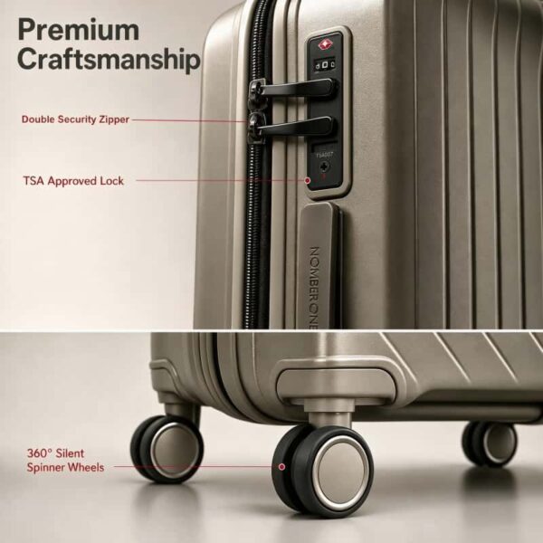 NOMBERONE 4‑Piece Hard Shell Luggage Set, Expandable PP Suitcase with TSA Lock & Silent Spinner Wheels, Travel Luggage 14/20/24/28 Inch