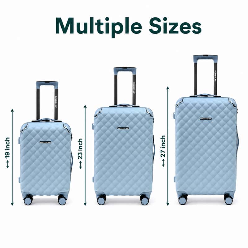 06_尺寸图_规格参数_副本 NOMBERONE 12‑Piece SKD Unassembled Luggage Set, 4 Distinct Textured Shell Designs, ABS Hard‑Shell Suitcase, 360° Spinner Wheels, Wholesale Travel Luggage Semi-finished