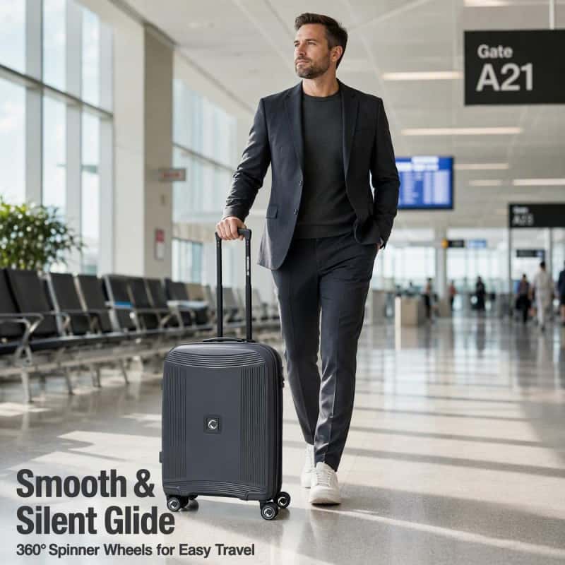 NOMBERONE 4‑Piece Hard Shell Luggage Set, 100% PP Expandable Suitcase with TSA Lock, Silent 360° Spinner Wheels,with Cosmetic Case