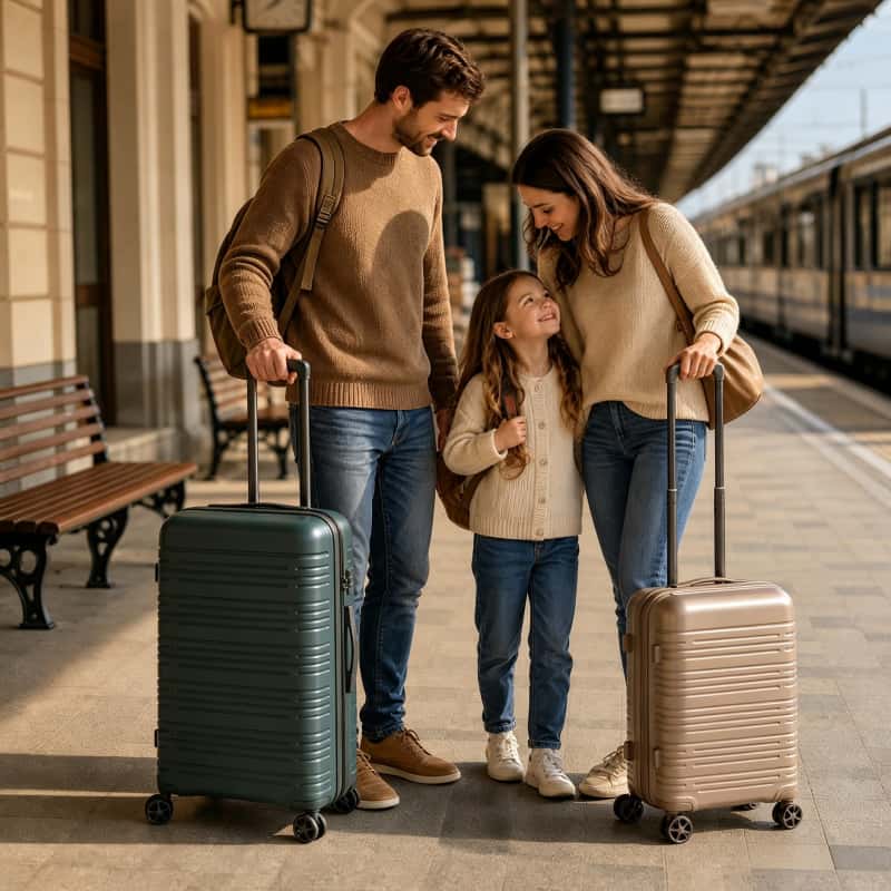 07_人物场景图_家庭出游_副本 NOMBERONE 3‑Piece Expandable PP Hard Shell Luggage Set, 20/24/28 Inch Hardside Spinner Suitcase with TSA Lock, Anti‑Scratch Travel Luggage for Family Trip