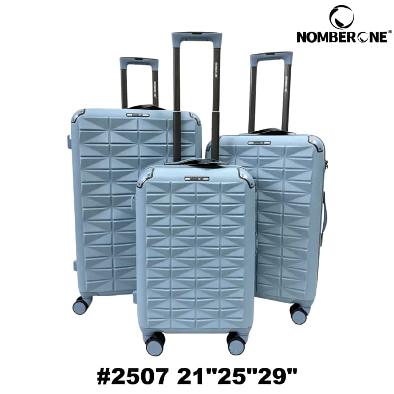 #2507 21-25-29_副本 NOMBERONE 12‑Piece SKD Unassembled Luggage Set, 4 Distinct Textured Shell Designs, ABS Hard‑Shell Suitcase, 360° Spinner Wheels, Wholesale Travel Luggage Semi-finished