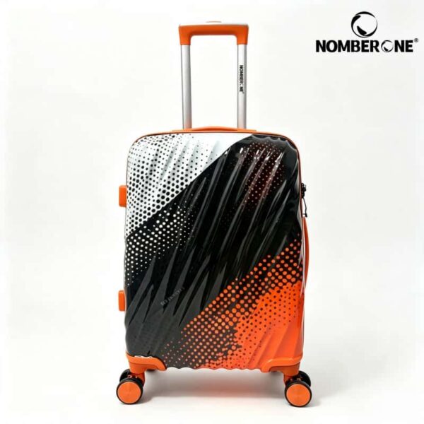 白黑橘_副本 NOMBERONE ABS+PC Hard Shell Luggage Set, Gradient Halftone Dot Print Spinner Suitcase with TSA Lock, Trolley Case With 5 Fashion Color Options