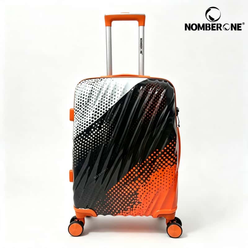 白黑橘_副本 NOMBERONE ABS+PC Hard Shell Luggage Set, Gradient Halftone Dot Print Spinner Suitcase with TSA Lock, Trolley Case With 5 Fashion Color Options