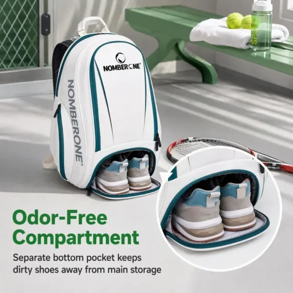 Tennis Backpack with Separate Shoe Compartment, Multi-Pocket Sports Bag