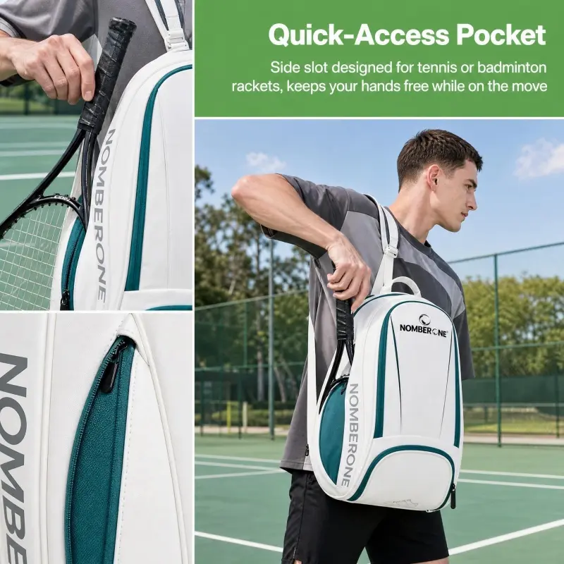 Tennis Backpack with Separate Shoe Compartment, Multi-Pocket Sports Bag