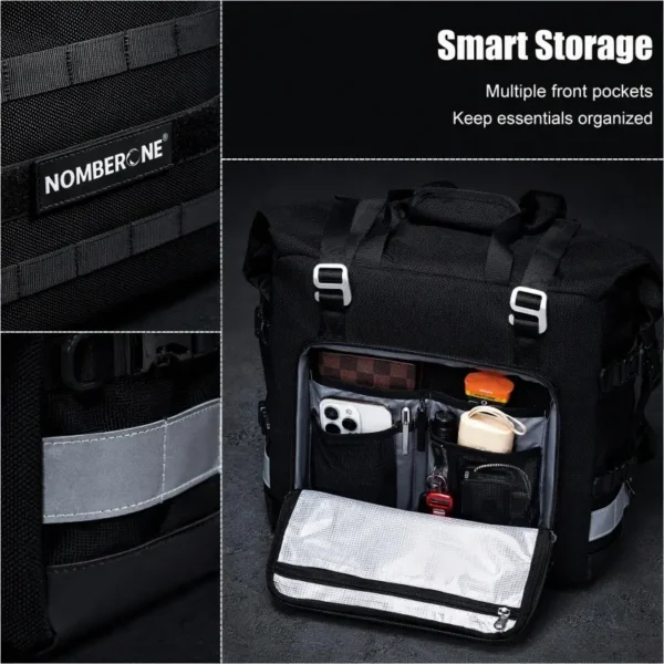 996-04-front pocket Motorcycle Tail Side Bag 20-40L Waterproof Seat Bag