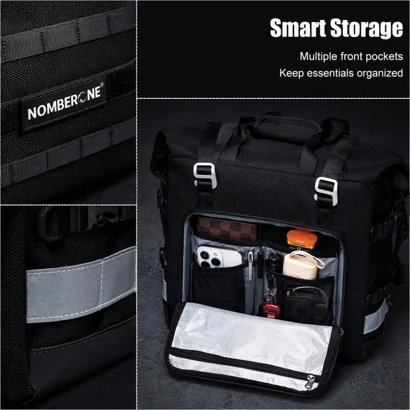 996-04-front pocket Motorcycle Tail Side Bag 20-40L Waterproof Seat Bag