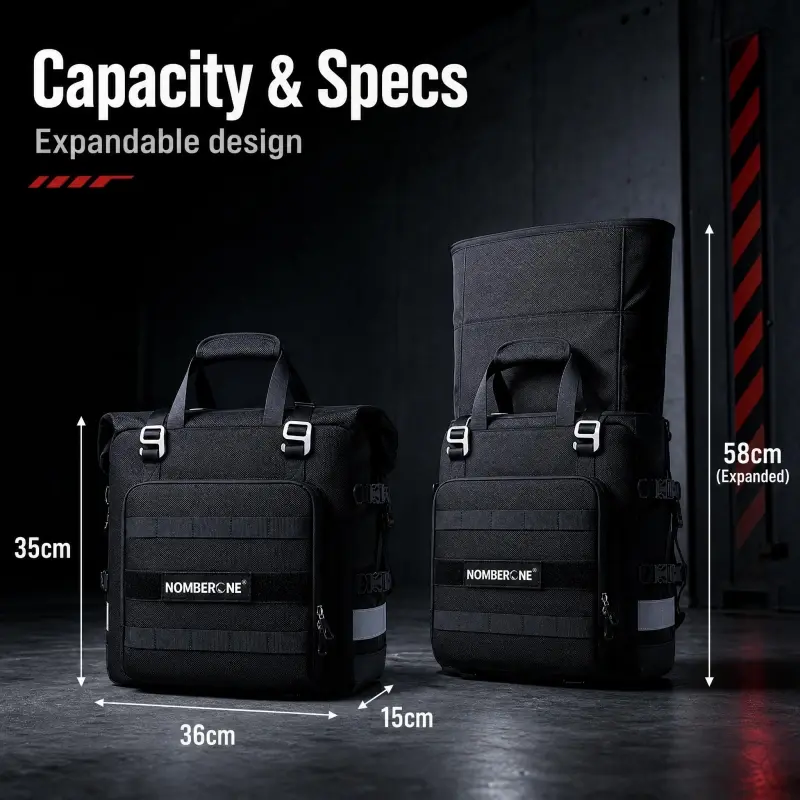 996-05-spec Motorcycle Tail Side Bag 20-40L Waterproof Seat Bag