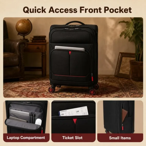 NM-S002 3pcs Lightweight Softside Suitcase, 20/24/28 inch, 5 Colors